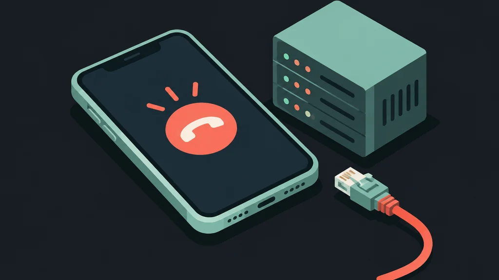 Phone with dropped signal and server