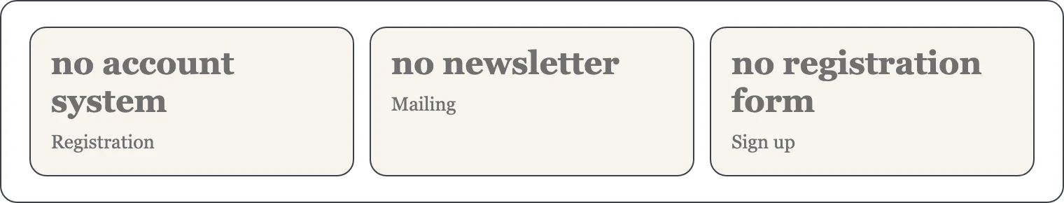 Flat icons of account form and newsletter crossed out