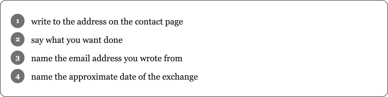 Simple steps for sending a data request by email