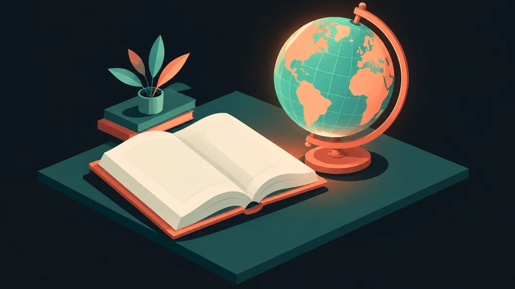Open book and globe on an isometric surface